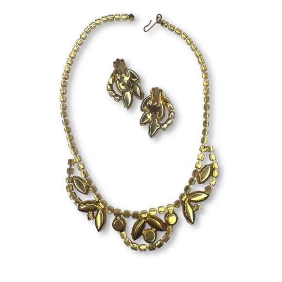 Vintage Delizza & Elster D&E Watermelon Heliotrope Crystal Necklace Earrings Set - Picture 5 of 11